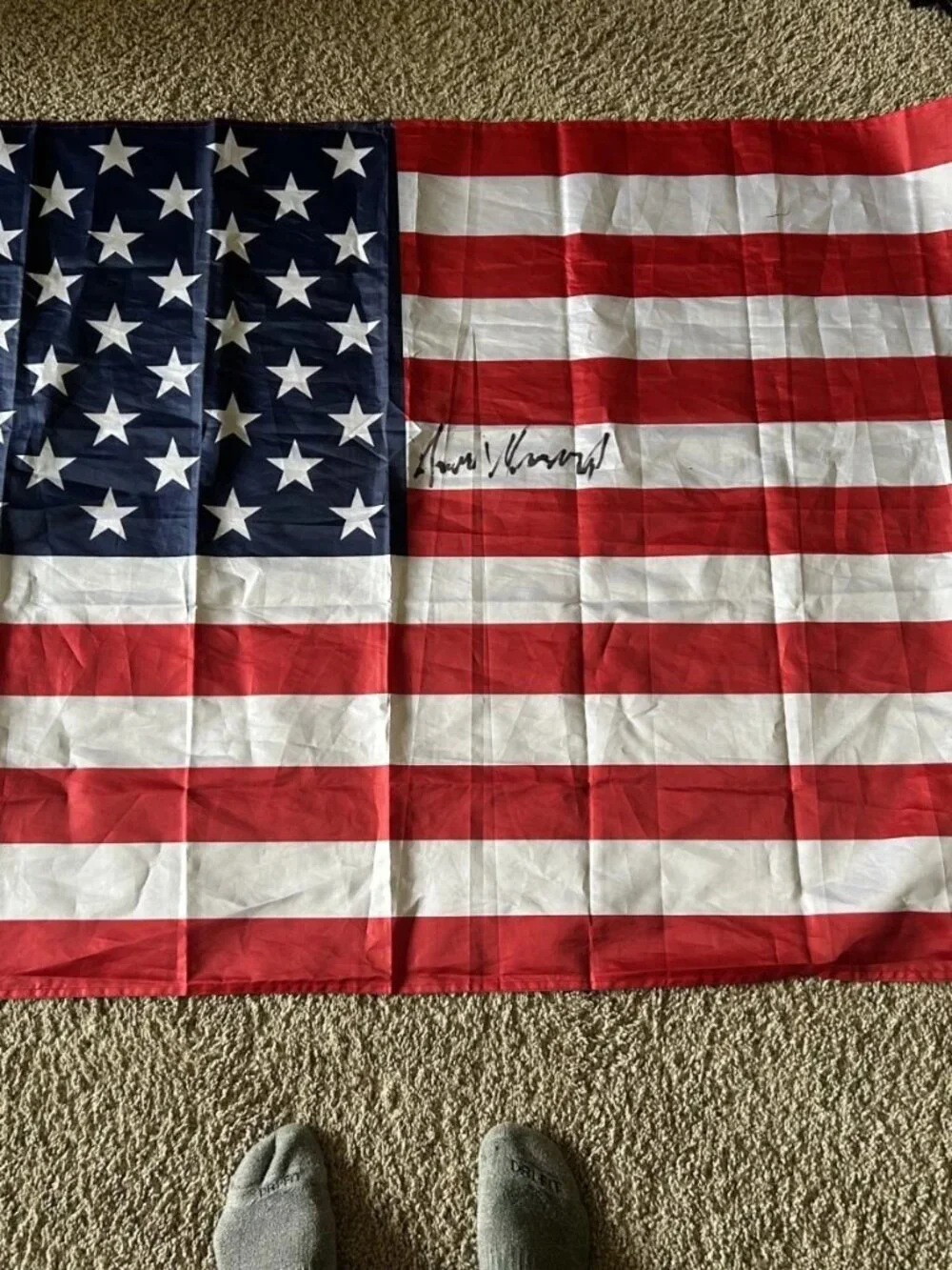 President Trump Signed 5ft x 3ft American Flag From His Trip to Michigan on 7/27